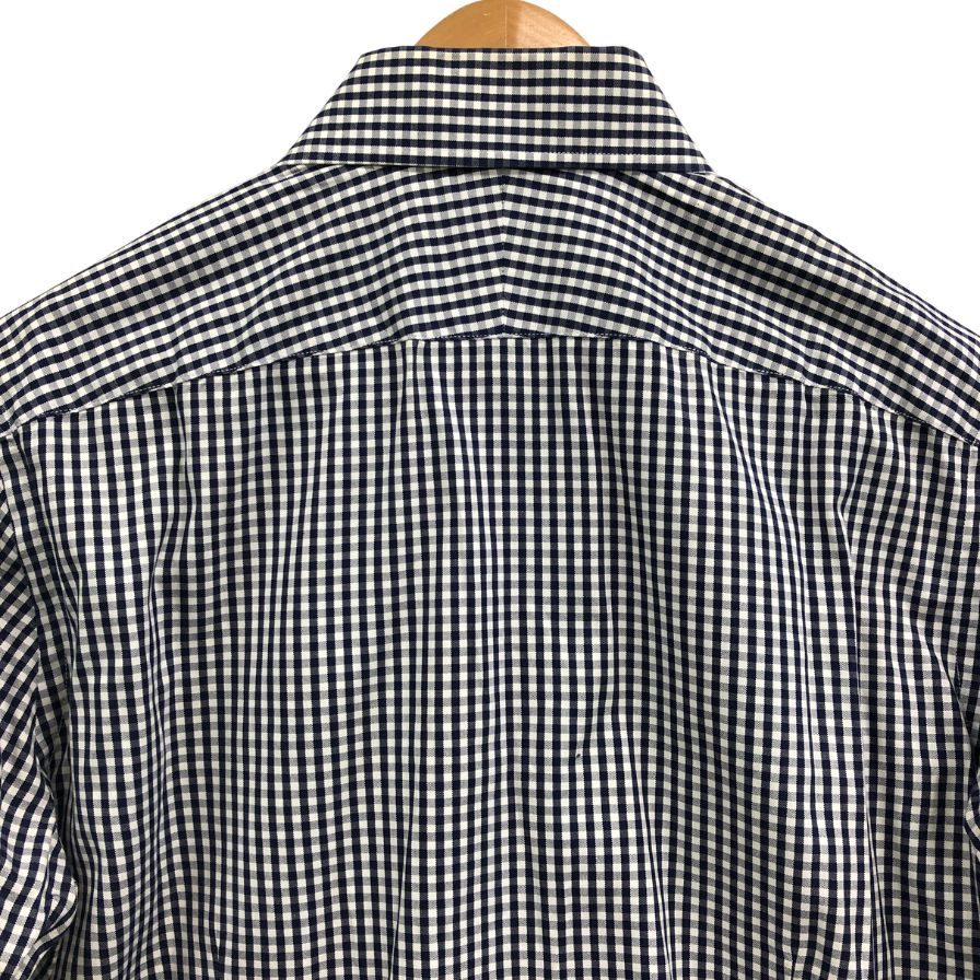 極美品◆スーツカンパニー ギンガムチェックシャツ 長袖 スリムフィット コットン ブルー系 サイズ39/82 THE SUIT COMPANY 【AFB43】