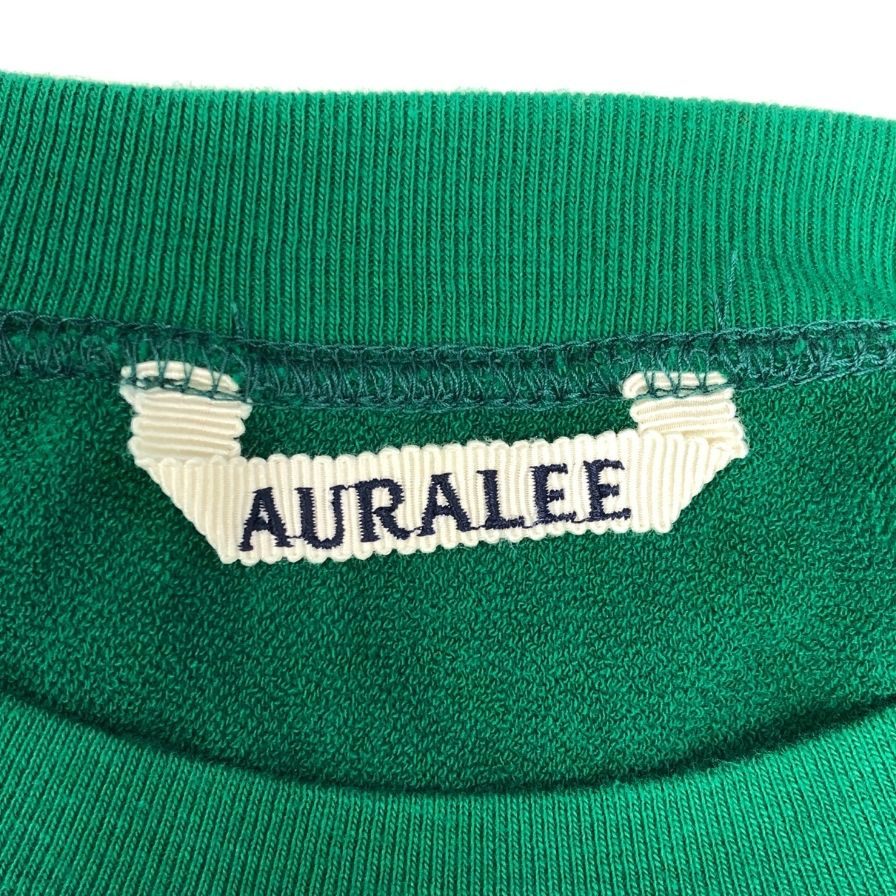 美品◆オーラリー  スウェット トップス サイドリブ A23SPO1NU ELASTIC HIGH GAUGE SWEAT メンズ サイズ4 グリーン AURALEE 【AFB43】