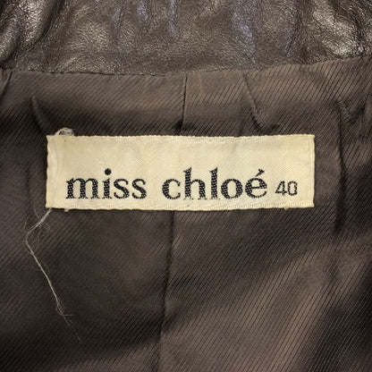 美品◆ミス クロエ テーラードジャケット 羊革 レザー ブラウン サイズ40 miss chloe 【AFA4】