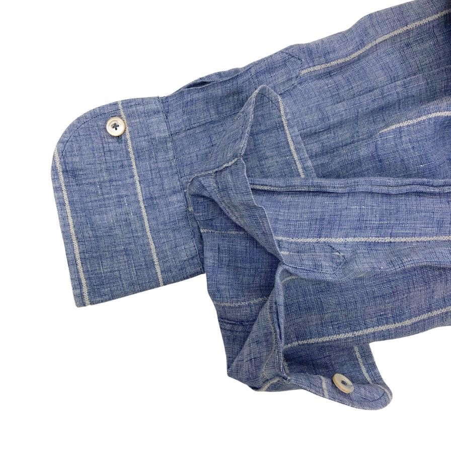 美品◆ラルディーニ 長袖シャツ ストライプ リネン コットン混 サイズ41 メンズ LARDINI 【AFB17】