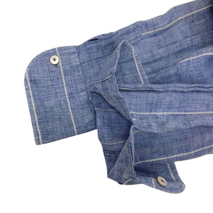 美品◆ラルディーニ 長袖シャツ ストライプ リネン コットン混 サイズ41 メンズ LARDINI 【AFB17】