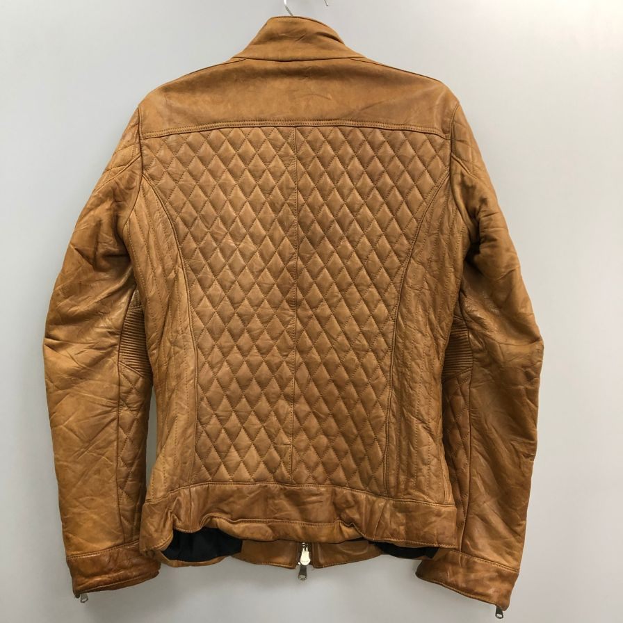 中古◆ジュンハシモト 13AW レザーキルティングジャケット ラムレザー ベージュ メンズ サイズ3 LET1016 【AFG1】