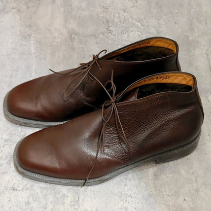 サルヴァトーレフェラガモ チャッカブーツ グレインレザー 内側ムートン サイズUK8.5EE Salvatore Ferragamo ブーツ 約26.5cm【LA】【中古】