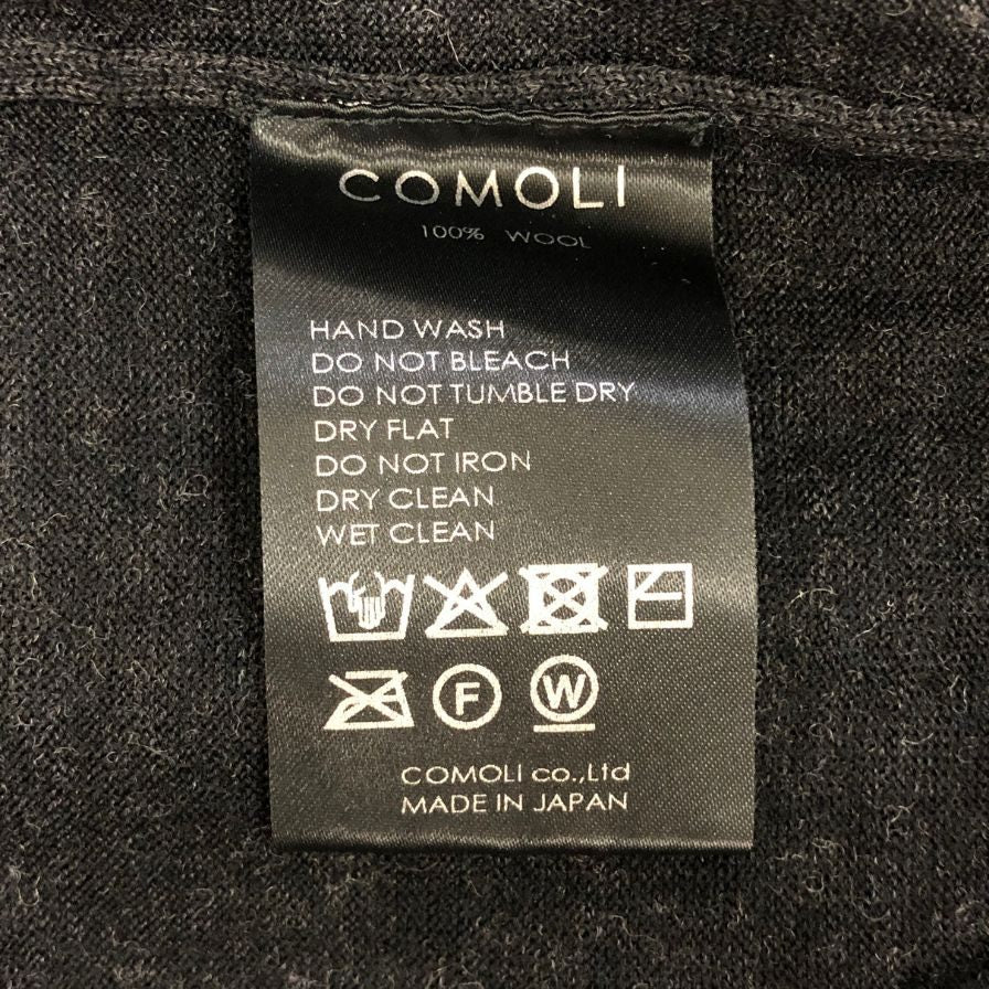 極美品◆コモリ ウールクルーネックニット ブラック メンズ サイズフリー C03-06010 COMOLI 【AFB34】