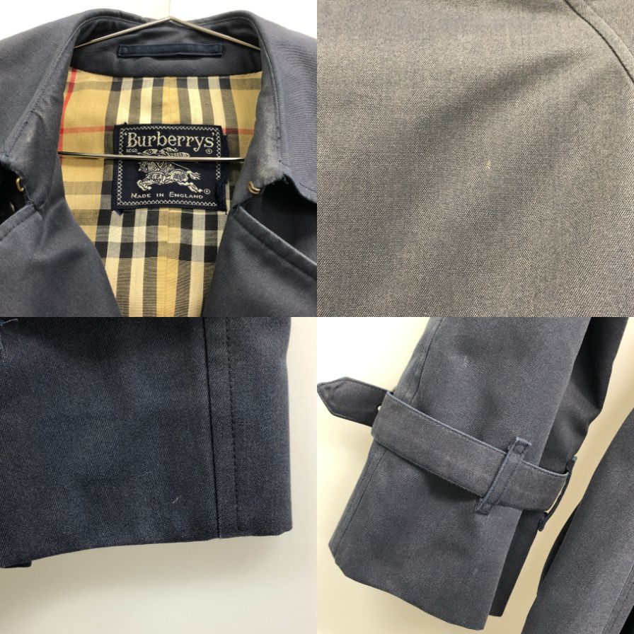 中古◆バーバリー トレンチコート 90年代 イングランド製 ネイビー レディース サイズ表記なし Burberry 【AFF23】