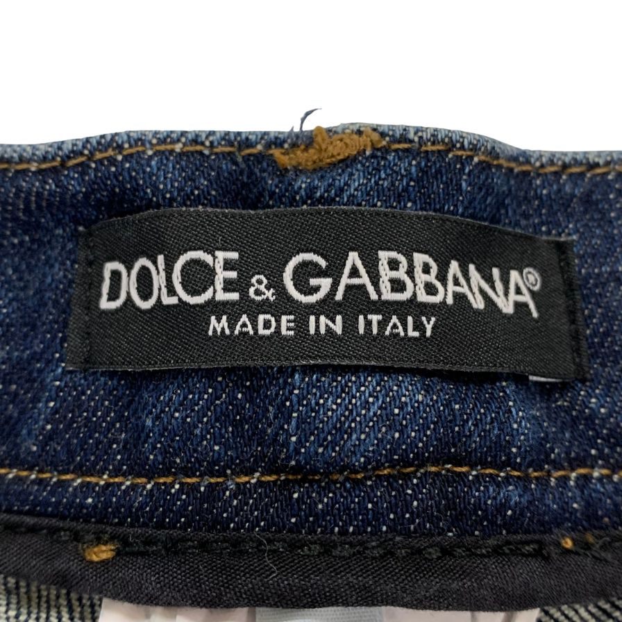 ドルチェ&ガッバーナ デニムパンツ フリル付 コットン ポリアミド エラスタン サイズ40 レディース ブルー DOLCE&GABBANA 【AFB41】