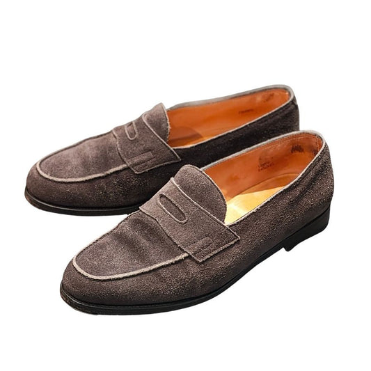 ジョンロブ レザーシューズ ペニーローファー ロペス スエード グレー UK6E メンズ JOHN LOBB ローファー 約24.5cm【LA】【中古】