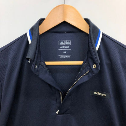 中古◆アディダス ゴルフ ポロシャツ ポリエステル ワンポイント シャツ ネイビー メンズ サイズL adidas GOLF adipure 【AFB18】