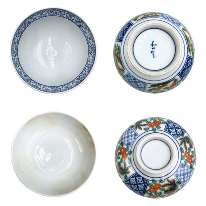 有田焼 菓子椀 花布柄 ブルー×ホワイト 3客セット【AFI20】【中古】
