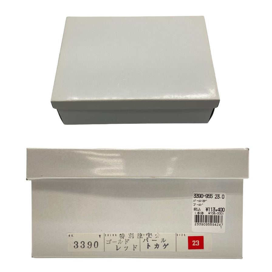新宿屋 パンプス レザー 3390 トカゲ ゴールド レッド レディース サイズ23 shinjukuya 約23.0cm【7-8】