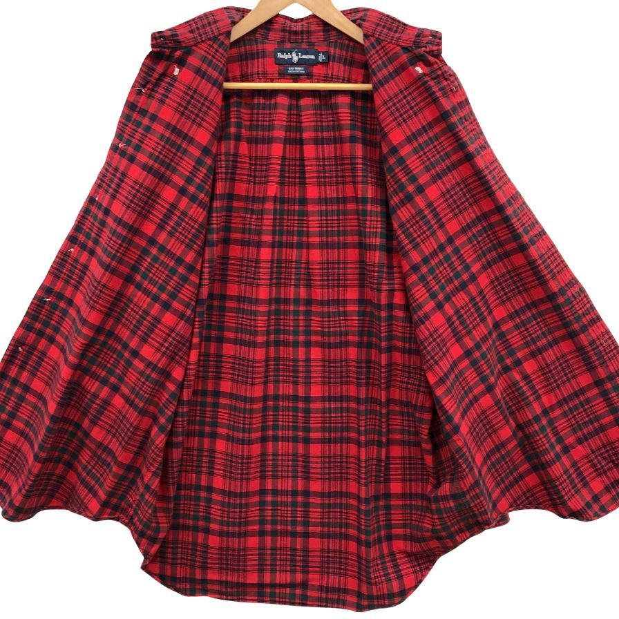 ラルフローレン チェックシャツ レッド系 メンズ サイズL RALPH LAUREN【LA】