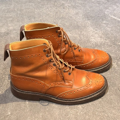 トリッカーズ カントリーブーツ M5634  ストウ カーフ アイボリー メンズ  サイズUK8.5 Tricker's ブーツ 約27.0cm【LA】【中古】