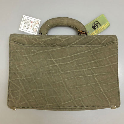 JRA認証付 エキゾティックレザー エレファント ブリーフケーズ ビジネスバッグ メンズ グレー【AFE3】