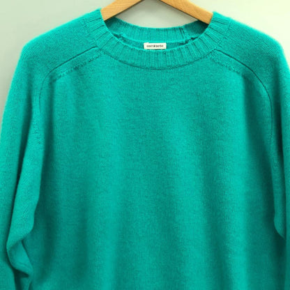 中古◆キャッシュ＆バルバ ニット Cash Baby 70 Crew ベビーカシミヤ100% メンズ サイズ3 グリーン cash＆barba 【AFB46】