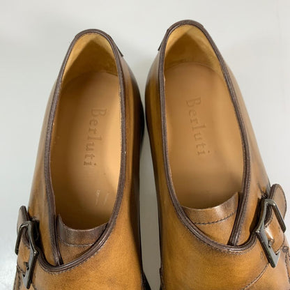 ベルルッティ カーフレザー シングルモンクストラップ ビジネスシューズ メンズ サイズ6.5 ブラウン Berluti 約25.0cm【AFD3】