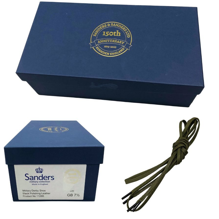 サンダース レザーシューズ ミリタリーダービー 1128B ブラック サイズ7.5 メンズ 革靴 Sanders Military Derby Shoe ビジネスシューズ 約26.0cm【LA】【中古】