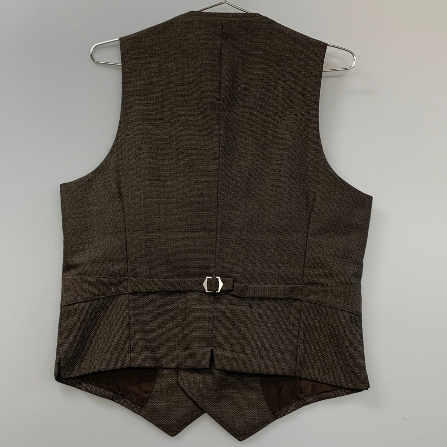 極美品◆ユニバーサルランゲージ ベスト ダブル カノニコ サイズ46 ブラウン系 ツイード調 メンズ VITALE BARBERIS CANONICO UNIVERSAL LANGUAGE 【AFB12】