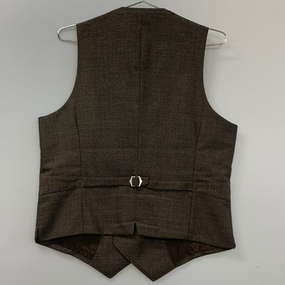 極美品◆ユニバーサルランゲージ ベスト ダブル カノニコ サイズ46 ブラウン系 ツイード調 メンズ VITALE BARBERIS CANONICO UNIVERSAL LANGUAGE 【AFB12】