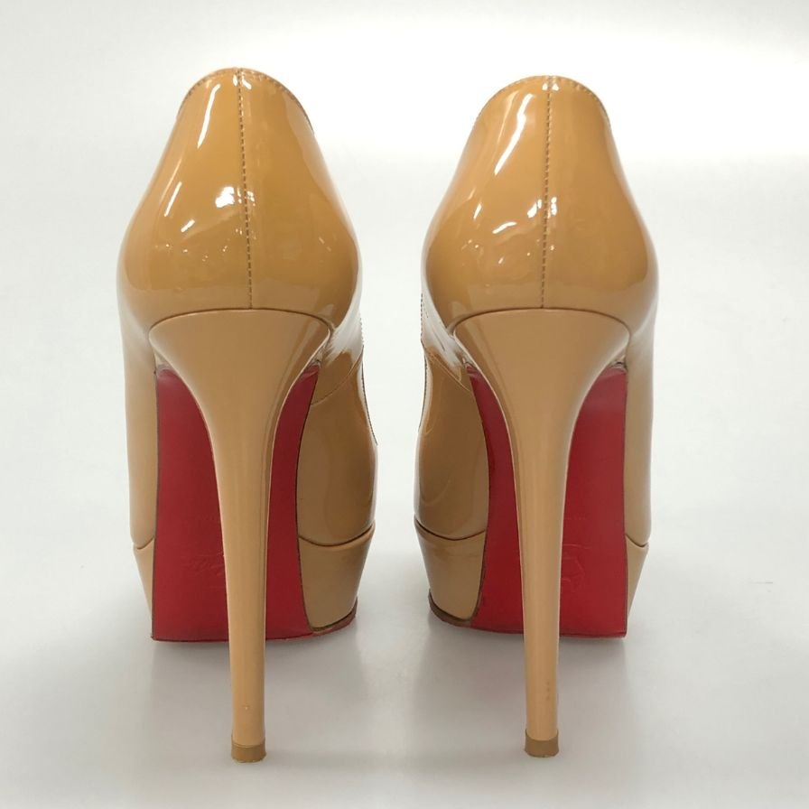 ルブタン ラウンドトゥ ハイヒール パテントレザー ベージュ サイズ35 Christian Louboutin 約22.5cm【AFD2】