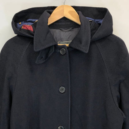 中古◆ヘルノ フード付き ウールロングコート ブラック サイズ44 レディース 裏地スカーフ柄 イタリア製 HERNO 【AFA4】