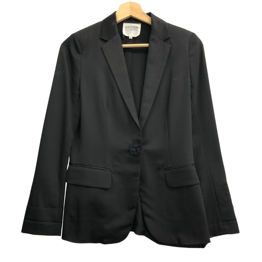 極美品◆ランバン オン ブルー レディース テーラード 1Bジャケット フォーマル サイズ36 ブラック LANVIN en Bleu 【AFA8】