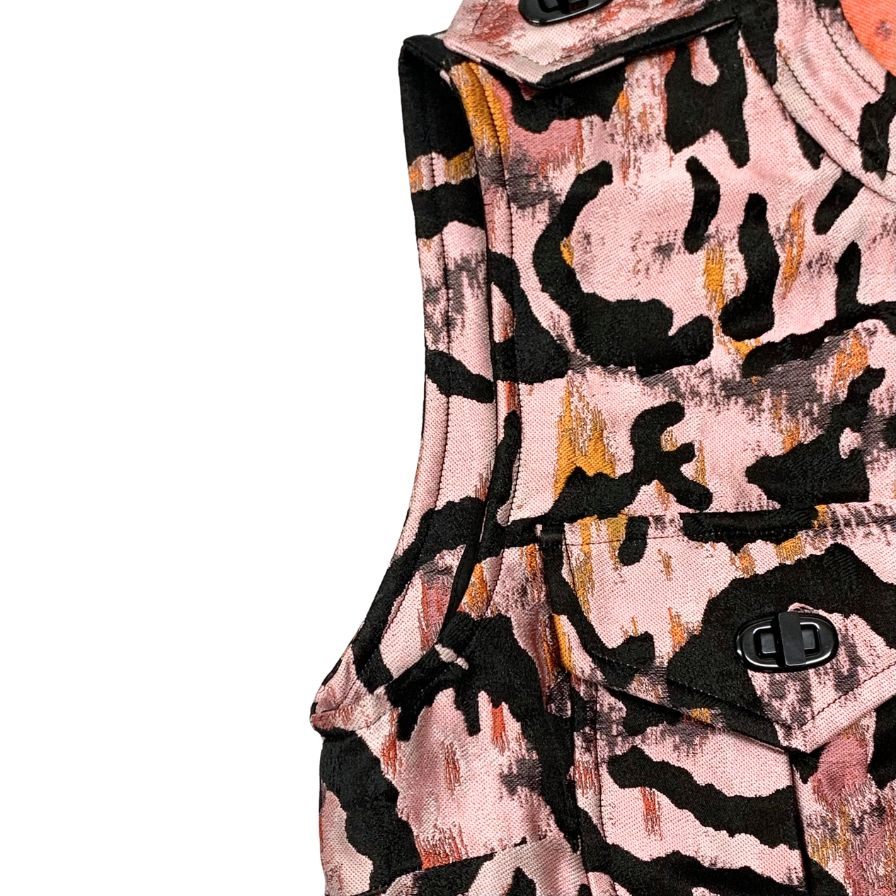 美品◆トムフォード ノースリーブ ワンピース フロントポケット ショルダーボタン レディース  サイズ42 総柄 TOM FORD 【AFB25】