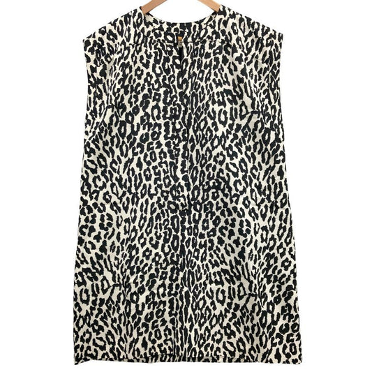 美品◆サンローランパリ 15SS ノースリーブ アニマル柄 ワンピース レディース サイズ38 ブラック  SAINT LAURENT PARIS 【AFB1】