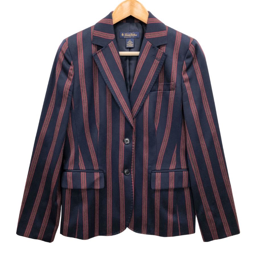 中古◆ブルックスブラザース ストライプ ジャケット  レディース  サイズ6 ネイビー＆レッド Brooks Brothers 【AFB50】