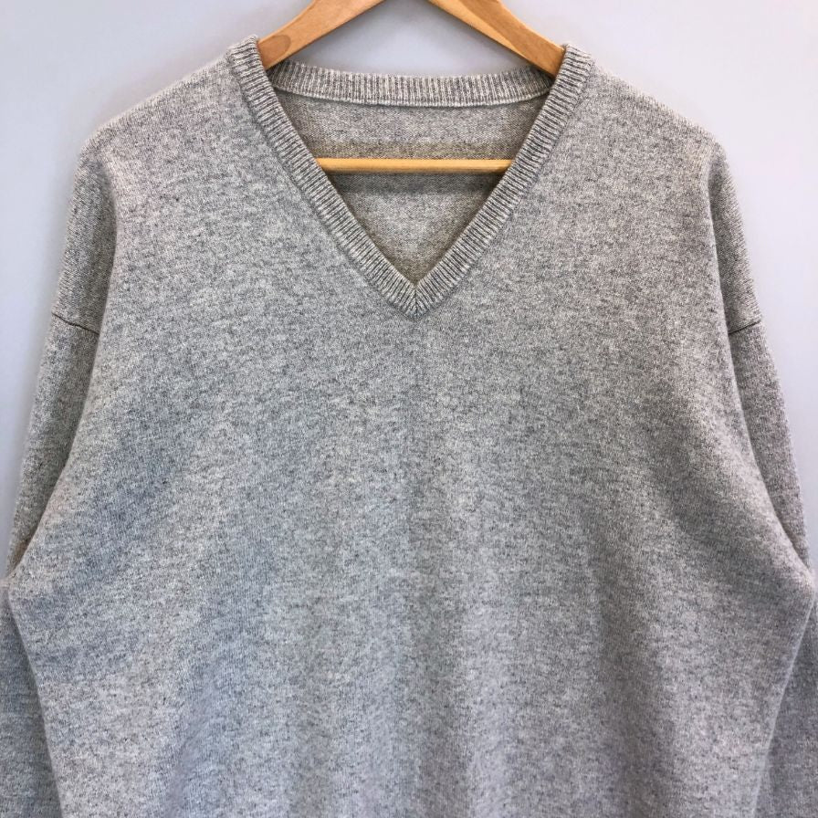 中古◆ヨネトミ カシミヤニット Vネック メンズ グレー サイズ4 YONETOMI 【AFB3】