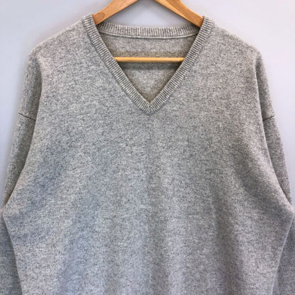 中古◆ヨネトミ カシミヤニット Vネック メンズ グレー サイズ4 YONETOMI 【AFB3】