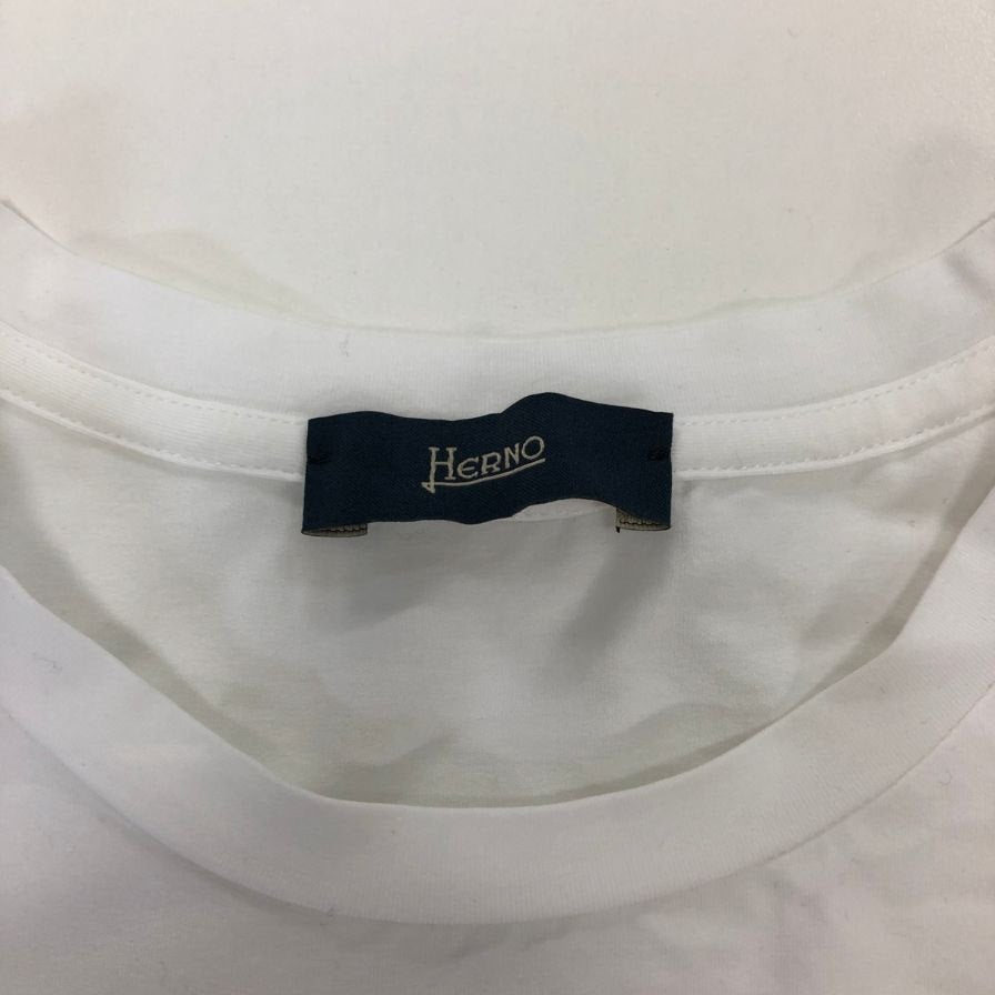 美品◆ヘルノ クルーネック コットン シャツ メンズ サイズ 44 ホワイト HERNO 【AFB38】