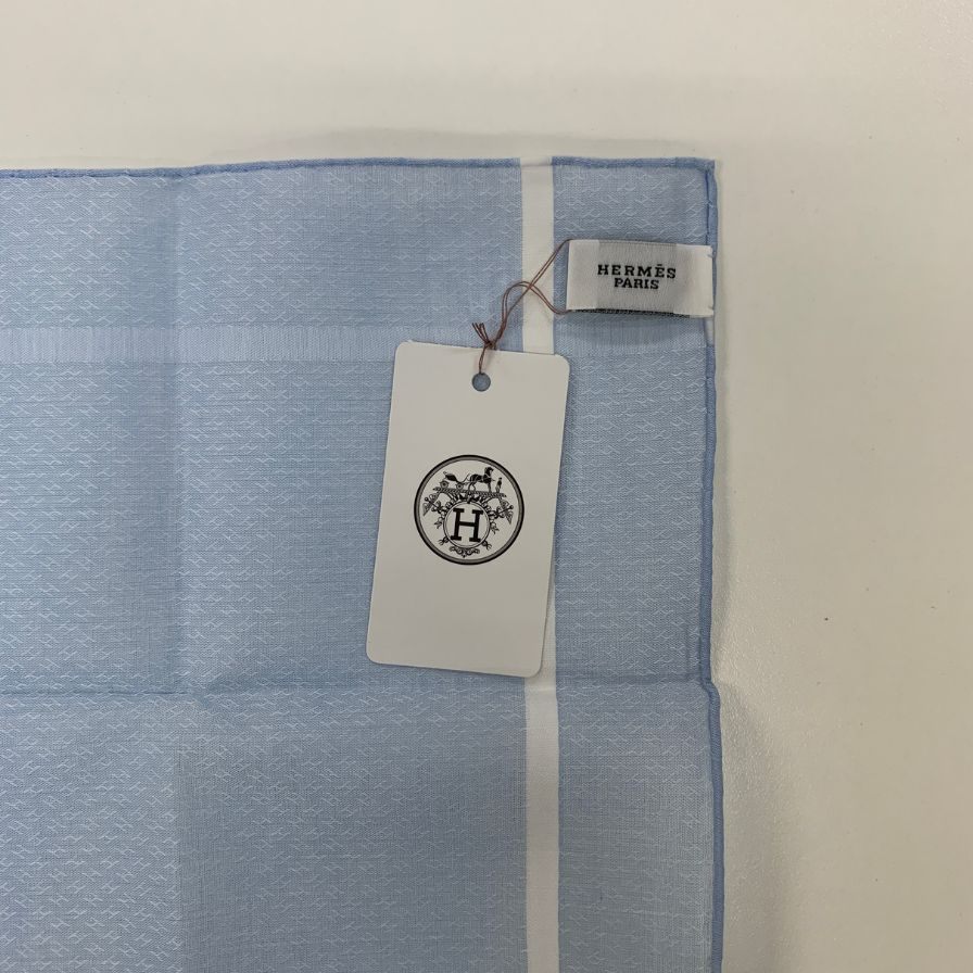エルメス ハンカチ コットン100% ブルー系 レディース HERMES【AFI7】【中古】