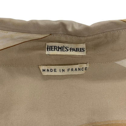 美品◆エルメス 長袖シャツ 花柄 シェルボタン シルク100% マルジェラ期 ベージュ サイズ40 レディース HERMES 【AFB43】