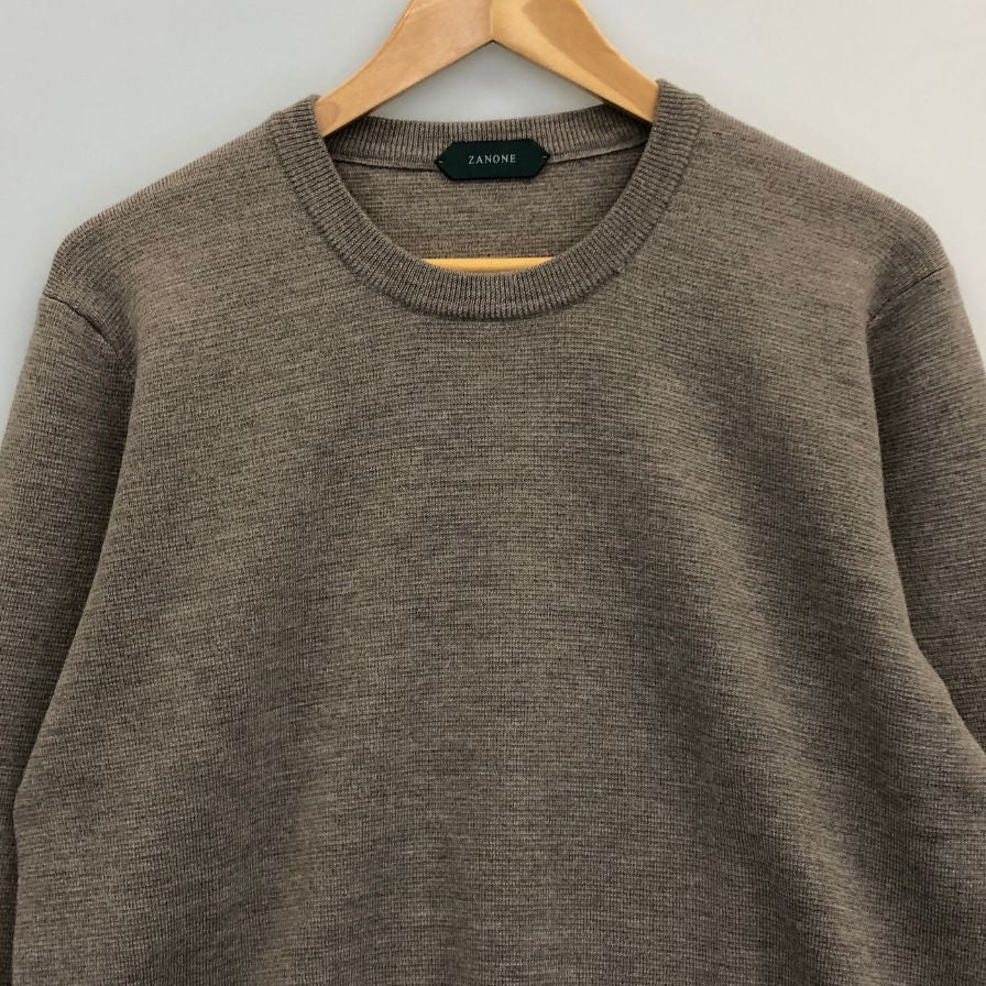 美品◆ザノーネ ニット 12ゲージ ウール クルーネック メンズ グレー サイズ44 ZANONE 【AFB4】