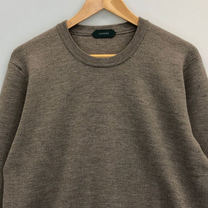 美品◆ザノーネ ニット 12ゲージ ウール クルーネック メンズ グレー サイズ44 ZANONE 【AFB4】