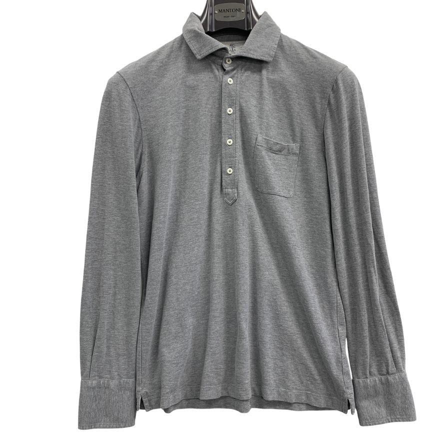 中古◆ブルネロクチネリ 長袖トップス スリムフィット ストレッチコットン メンズ サイズM グレー Brunello Cucinelli 【AFB35】
