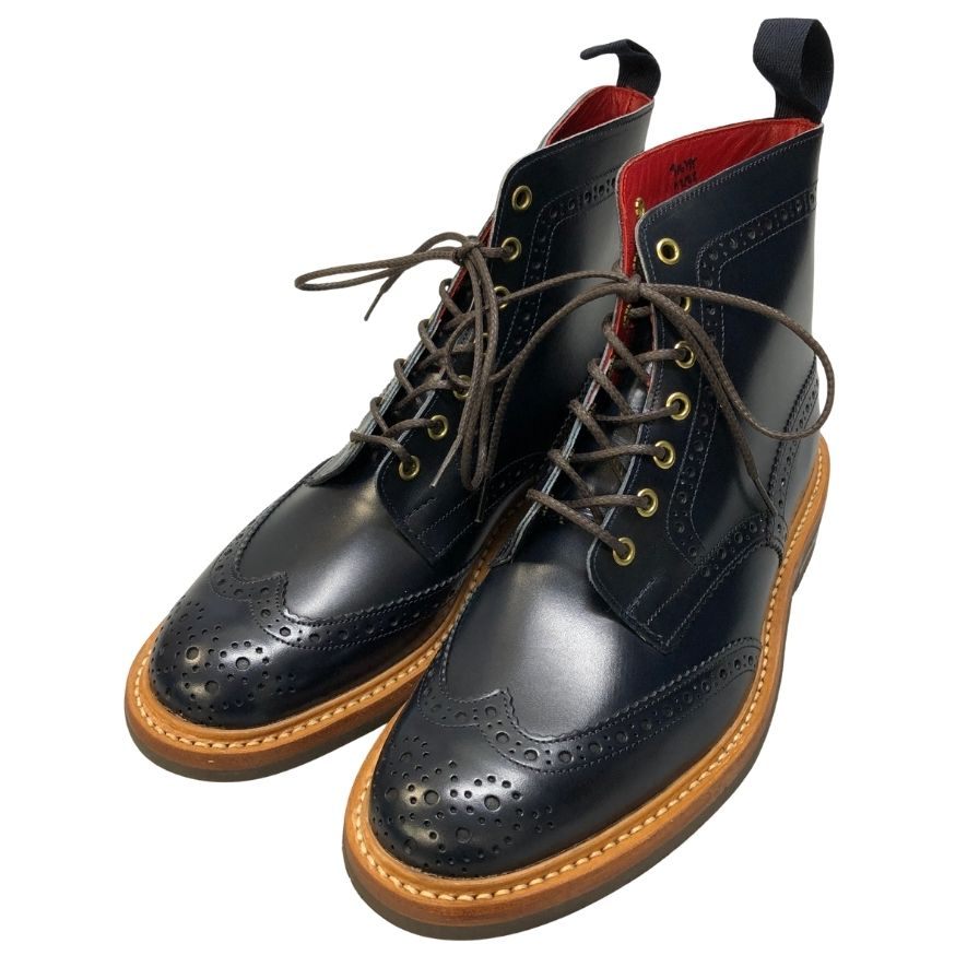 トリッカーズ M2508 ウィングチップ カントリーブーツ メンズ サイズ 8ハーフ ネイビー Tricker’ｓ ブーツ 約27.5cm【LA】【中古】