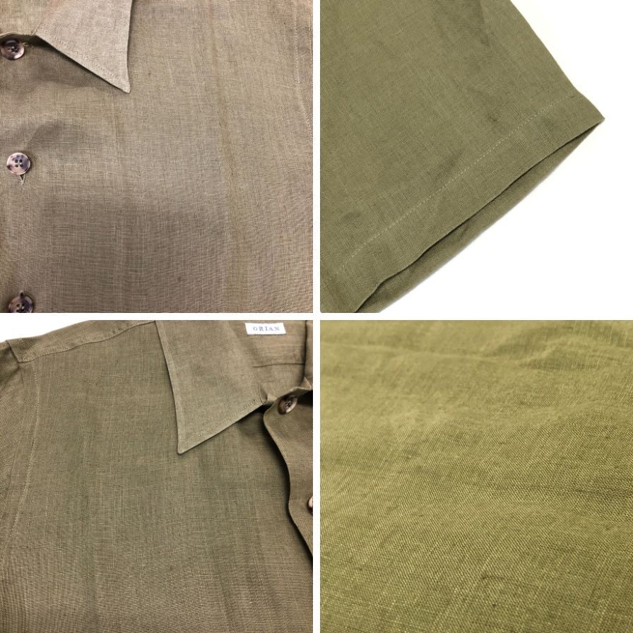 極美品◆オリアン 半袖シャツ カーキ メンズ サイズL ORIAN 【AFB37】