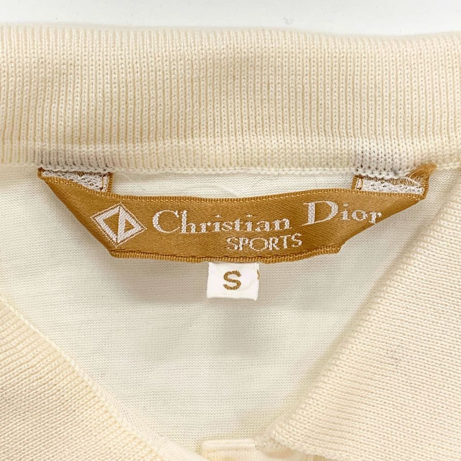美品◆クリスチャン ディオール スポーツ ポロシャツ 長袖 ワンポイントロゴ ホワイト系 Sサイズ レディース CHRISTIAN DIOR SPORTS 【AFB46】