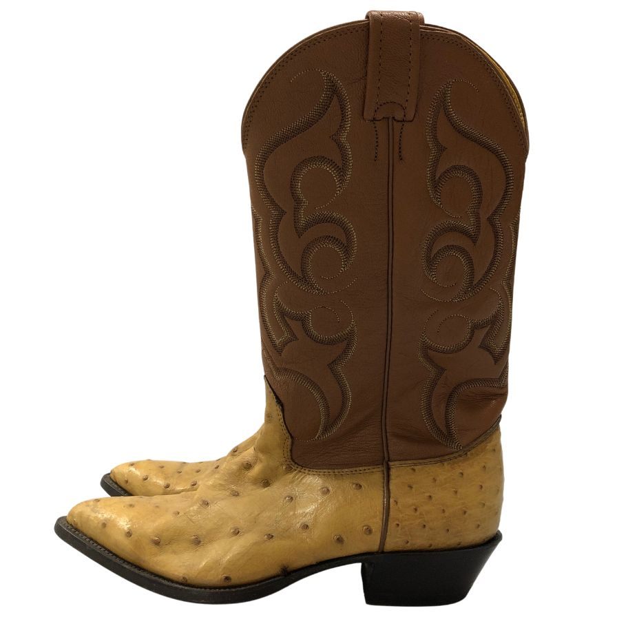 ノコナ ブーツ ウエスタンブーツ オーストリッチ レザーコンビ メンズ サイズ8.5D ベージュ ブラウン NOCONA BOOT 約27.5cm【AFC44】