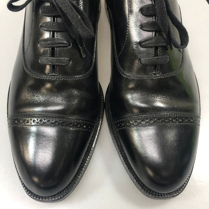 ブルックスブラザーズ レザーシューズ 内羽 パンチドキャップトウ ストレートチップ ブラック メンズ サイズ24.5 Brooks Brothers 約24.5cm【AFC33】