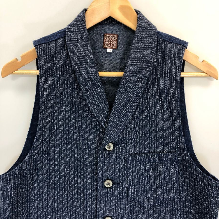 極美品◆ブルードガーメンツ 桃太郎ジーンズ ベスト メンズ 38 ネイビー BLUED GARMENTS 【AFB3】