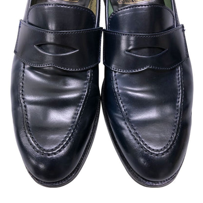 クロケット&ジョーンズ ローファー ロムジー コードバン ネイビー メンズ 9E 375ラスト CROCKETT & JONES ROMSEY ローファー 約27.5cm【LA】【中古】