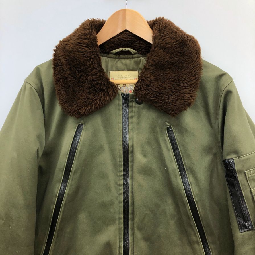 中古◆モニタリー アウター ミリタリージャケット B-15 キャンバス 止水ジップ メンズ サイズ42 カーキ系 monitaly 【AFA13】
