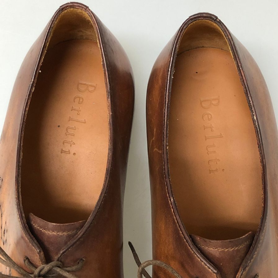 ベルルッティ レザーシューズ ホールカット 3744 メダリオン アシンメトリー カーフ ブラウン サイズUK6.5 メンズ Berluti 約25.5cm【AFC35】