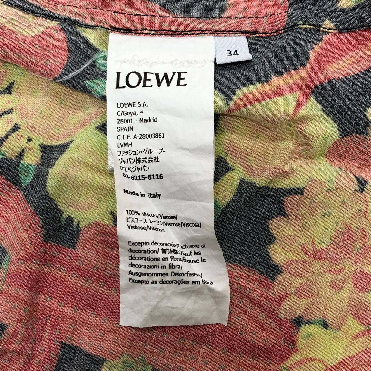 美品◆ロエベ×パウラズイビザ 長袖シャツ 総柄 レーヨン レディース サイズ34 LOEWE×Paulas Ibiza 【AFB27】