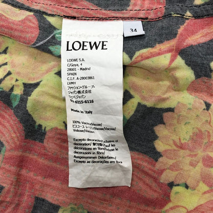美品◆ロエベ×パウラズイビザ 長袖シャツ 総柄 レーヨン レディース サイズ34 LOEWE×Paulas Ibiza 【AFB27】