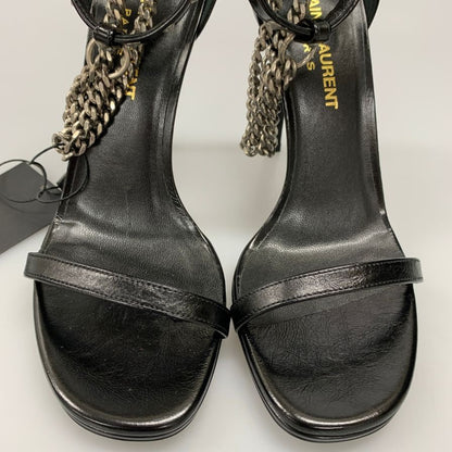 サンローランパリ ストラップサンダル ハイヒール チェーン ブラック レディース サイズ35 SAINT LAURENT PARIS 約21.5cm【AFC43】