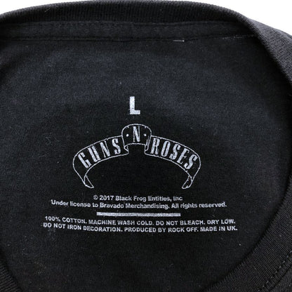 美品◆ガンズ＆ローゼス Tシャツ 公式 半袖 プリント バンド バンT ブラック メンズ サイズL GUNS＆ROSES 【AFB29】