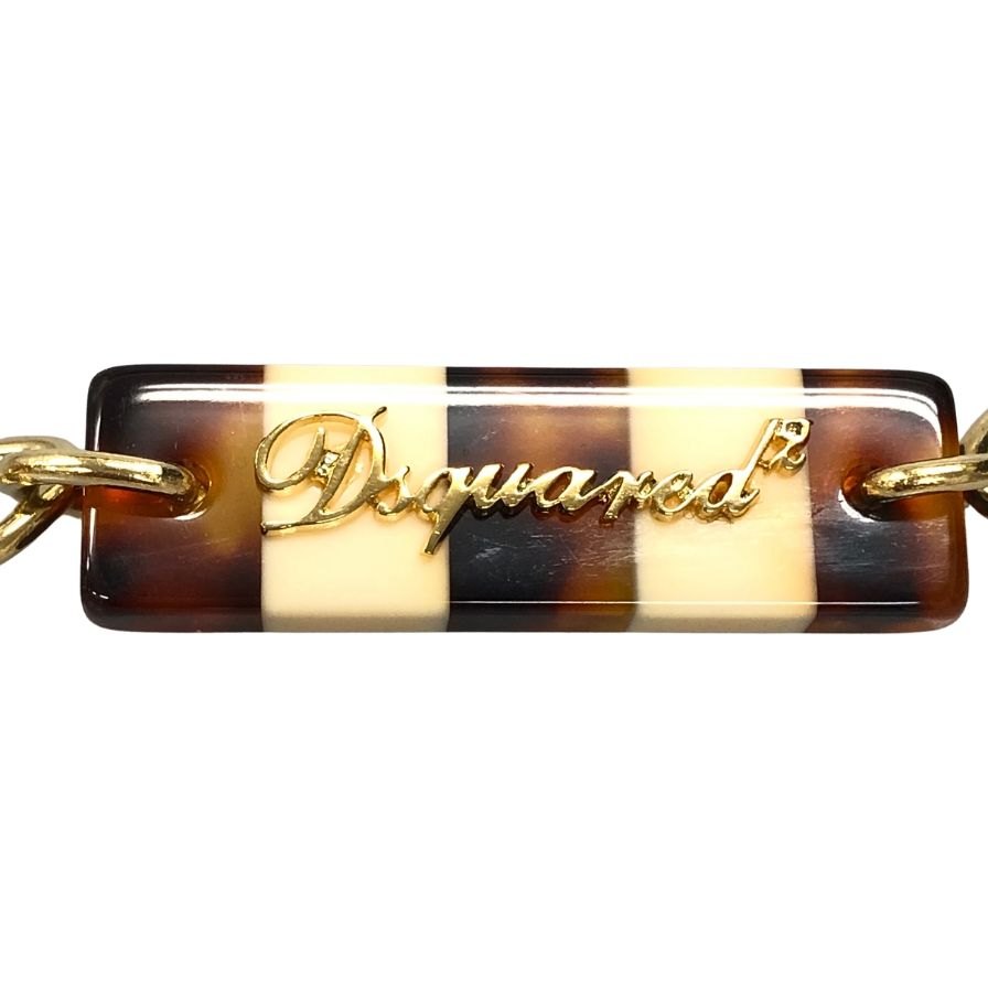 ディースクエアード ネックレス チェーン GP×ストーン レディース ベージュ×ゴールド×べっ甲 DSQUARED2【AFI14】